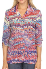 Carine BC16637 VIOLET BURST Burnout Crinkle Sabrina Shirt