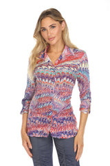 Carine BC16637 VIOLET BURST Burnout Crinkle Sabrina Shirt