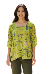 Transparente 6653VKW KIWI Vicki Linen & Cotton Blend Split Tunic