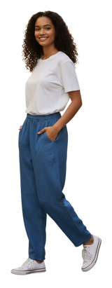 Saga 5328PD DENIM One Size 100% Linen Pull-On Criss Cross Dart Pants