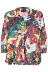 Carine BC26384 VIVID BOTANICA Burnout Crinkle Sabrina Shirt