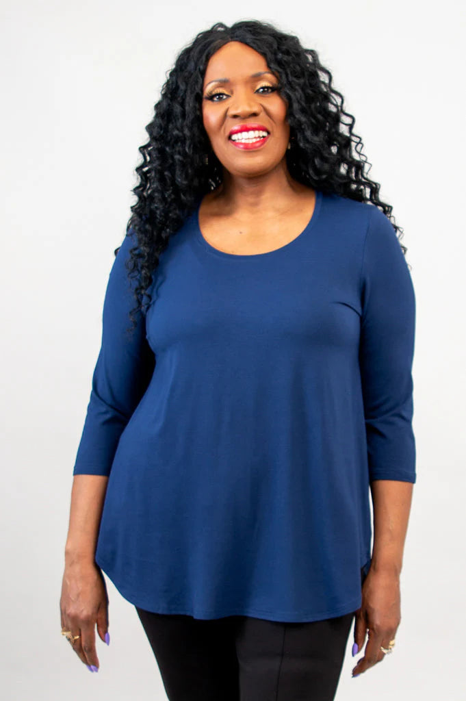 Blue Sky 4633IN INDIGO Bamboo 3/4 Sleeve Jazz Top