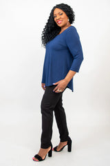 Blue Sky 4633IN INDIGO Bamboo 3/4 Sleeve Jazz Top