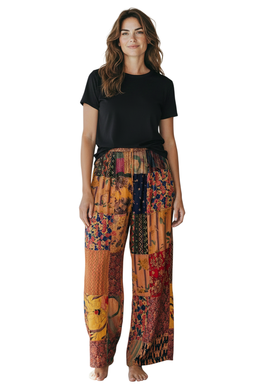 Windhorse Trading AP81RU RUST 100% Rayon Patchwork Anshee Trousers