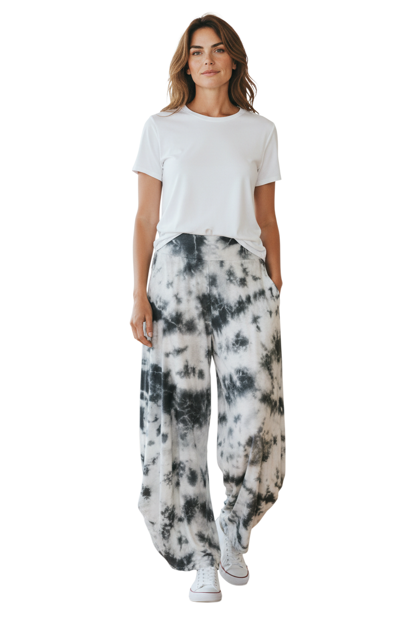 Windhorse Trading NP168WT WHITE 100% Cotton Tie Dye Stitched Pant