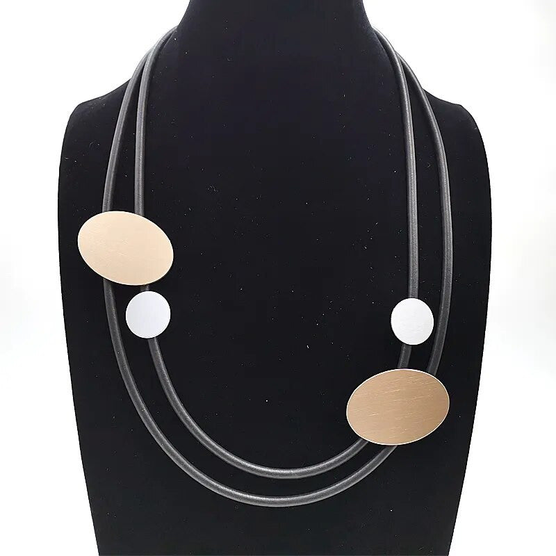 Laurent Scott YN3 Neoprene & Bronze Aluminum Ovals Necklace