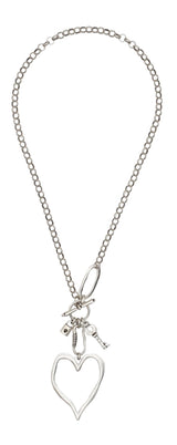 Chanour NN3553 Handmade Big Heart Crystal Pewter Necklace