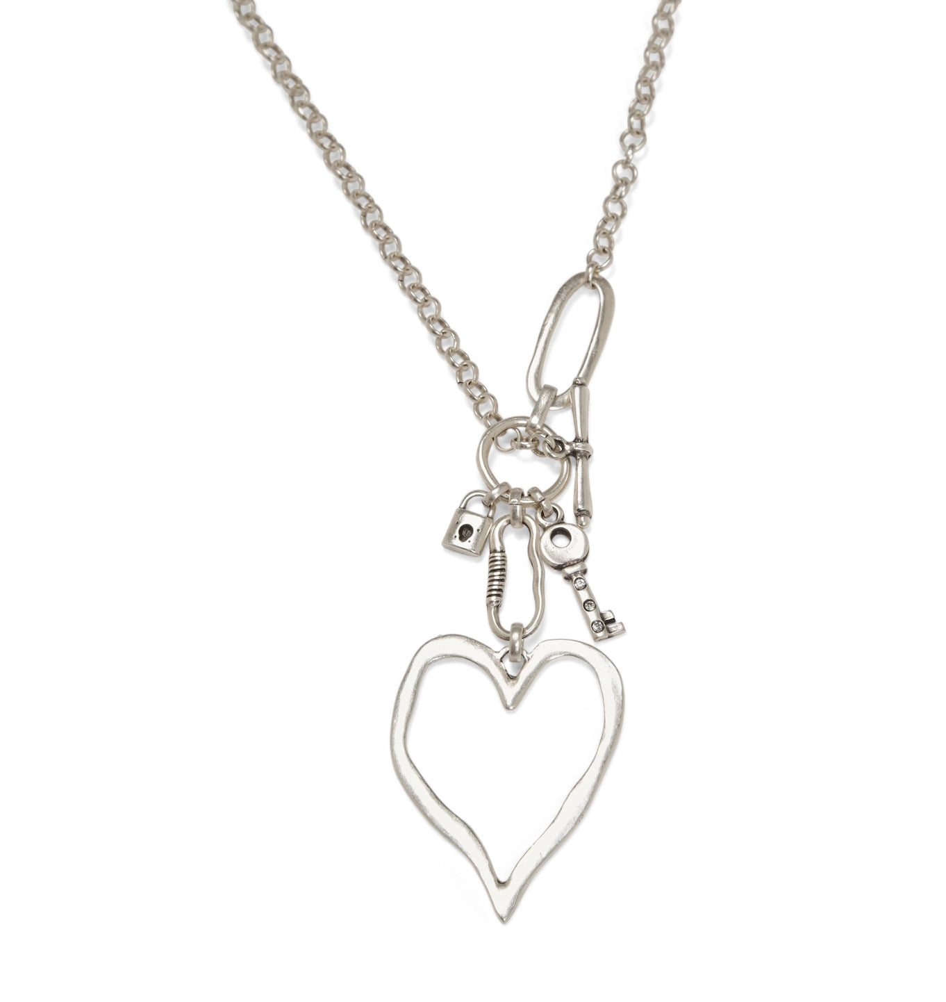 Chanour NN3553 Handmade Big Heart Crystal Pewter Necklace
