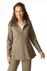 Habitat 10611UM UMBER Zip Front Hi-Lo Hemline Luxe Ponte Soho Jacket