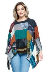 Yak & Yeti 21540 One Size Bohemian Multicolor Patchwork Poncho