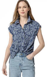 Komil L519-LIL Lillian Button Front Floral Print Camp Shirt