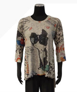 Inoah T208CNP PROFESSOR Brushed 3/4 Sleeve Crew Neck A-Line Top
