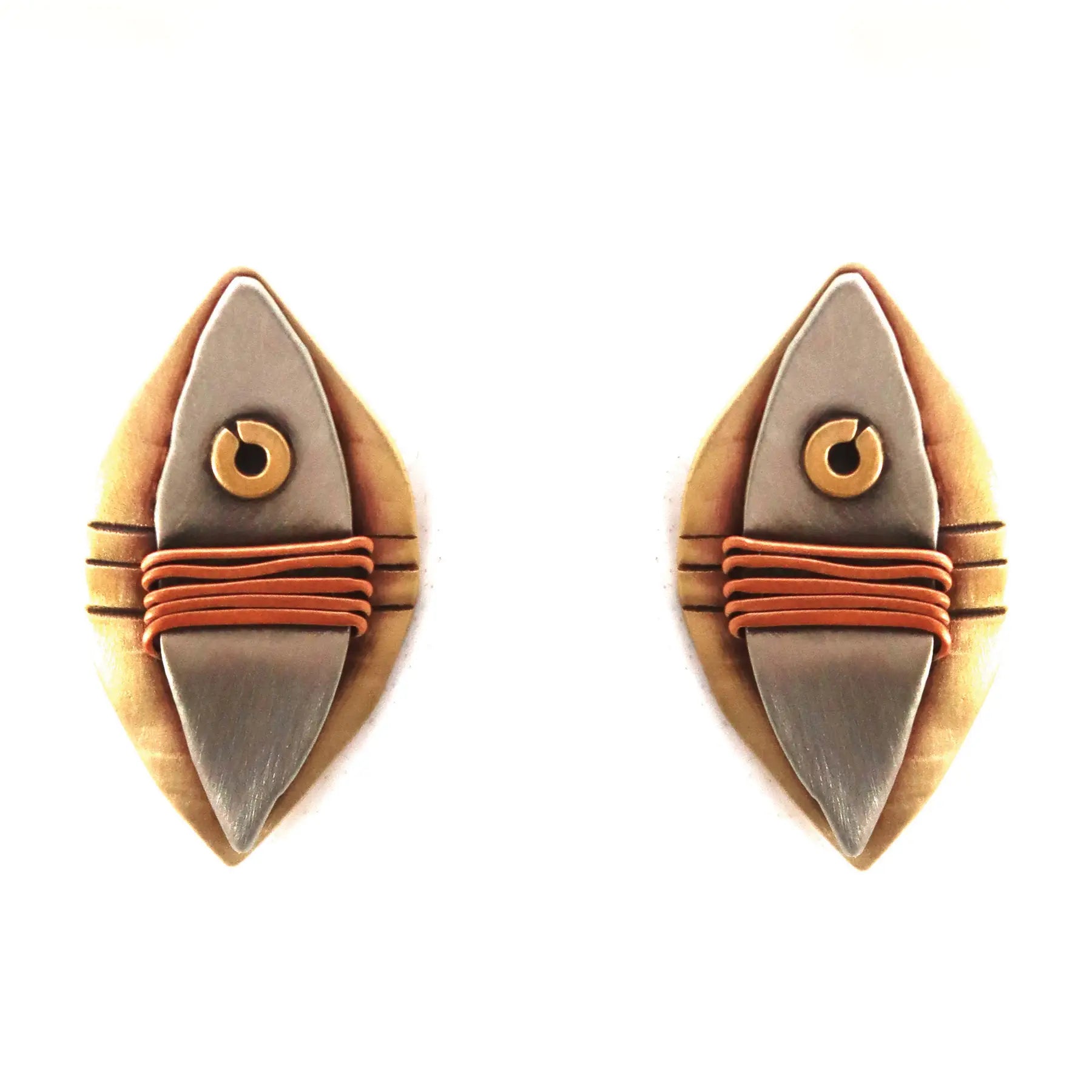 Whitney Designs E4055 On the Ear Post Eclipse Earrings in Brass & Nickel Silver