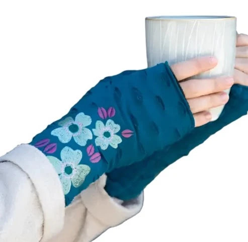 Rising Tide RTDS DOGWOOD SKY One Size Fleece Lined Cotton Jersey Fingerless Gloves