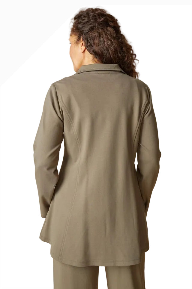 Habitat 10611UM UMBER Zip Front Hi-Lo Hemline Luxe Ponte Soho Jacket