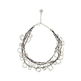 Chanour 24-139 Handmade 925 Silver Plated Pewter Three Strand Square Dangle Necklace