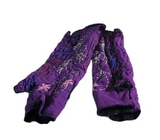 Evergreen Guardian H185PU PURPLE Fleece Lined Cotton Hand Warmers with Floral Embroidery