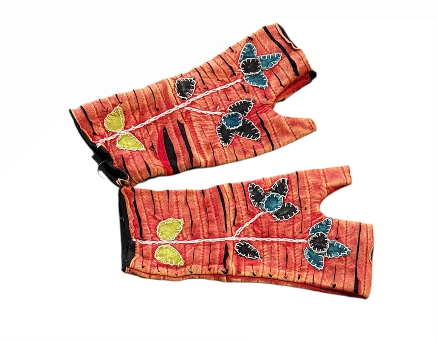 Rising Tide PU57-12OR ORANGE Fleece Lined Flower Embroidered Hand Warmers
