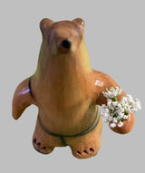 Alan Potter BEARLBN Large Brown Bear Holding Flowers