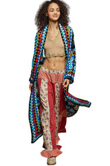 Pol Clothing SMC95 One Size Long Sleeve Multicolor Crochet Cardigan