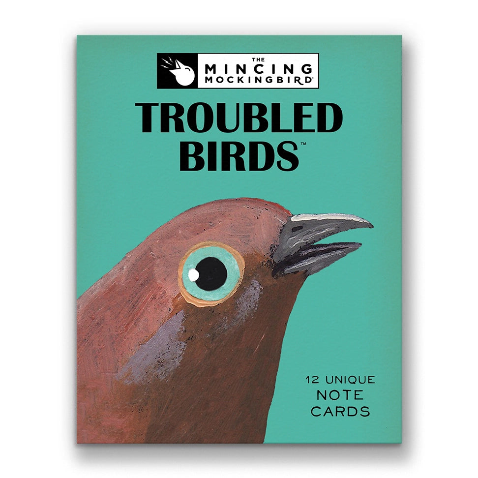 The Mincing Mockingbird Troubled Birds Mixed Greeting Cards - Box Set of 12