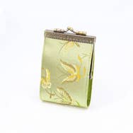 Cathayana CHR-6 LIGHT GREEN Dragonfly Brocade Card Holder with RFID Protection