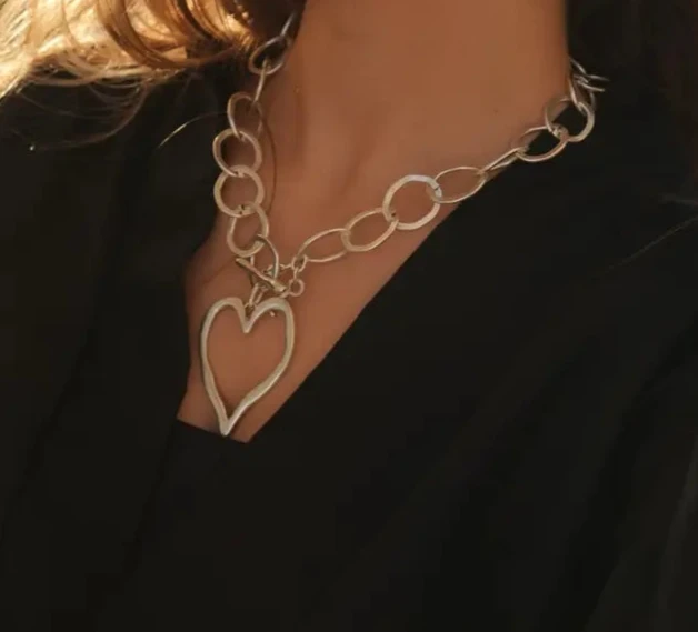 Chanour 3860 Handmade Heart 925 Silver Plated Pewter Necklace