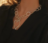 Chanour 3860 Handmade Heart 925 Silver Plated Pewter Necklace