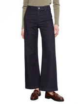Charlie B C5814678C081 MIDNIGHT Wide Leg Stretch Denim Pants With Pin Tucks