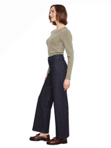 Charlie B C5814678C081 MIDNIGHT Wide Leg Stretch Denim Pants With Pin Tucks