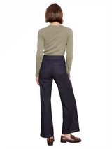 Charlie B C5814678C081 MIDNIGHT Wide Leg Stretch Denim Pants With Pin Tucks