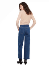 Charlie B C5816431A007 INDIGO Wide Leg Stretch Denim Pants With Side Panel