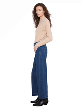 Charlie B C5816431A007 INDIGO Wide Leg Stretch Denim Pants With Side Panel