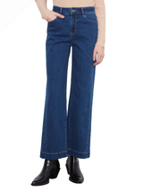 Charlie B C5816431A007 INDIGO Wide Leg Stretch Denim Pants With Side Panel