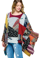 Yak & Yeti 21540 One Size Bohemian Multicolor Patchwork Poncho