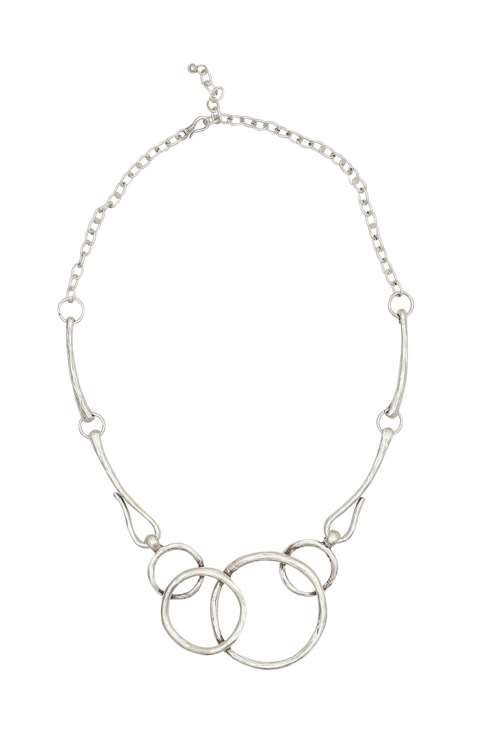 Chanour NN3539 Handmade Hoops 925 Silver Plated Pewter Necklace