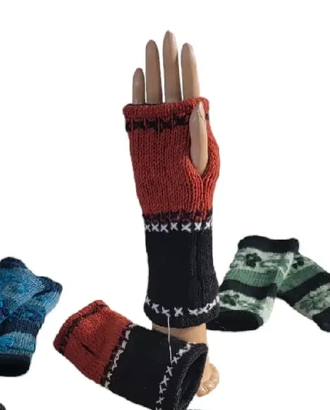 Evergreen Guardian H187RB Red & Black Fleece Lined Embroidered Wool Knitted Gloves