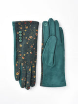Funkyrel GLV48-MYCR-GN GREEN One Size Floral Embroidered Warm Winter Touchscreen Gloves