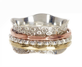 Zoey Simmons E JR2377 Bali Style Tri-Color Spinner Ring