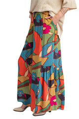 Easel EB56239 Sage and Teal Printed Rayon Challis Wide Pants