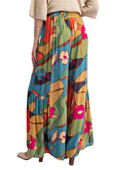 Easel EB56239 Sage and Teal Printed Rayon Challis Wide Pants