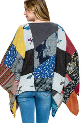 Yak & Yeti 21540 One Size Bohemian Multicolor Patchwork Poncho