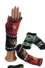 Evergreen Guardian H187RB Red & Black Fleece Lined Embroidered Wool Knitted Gloves
