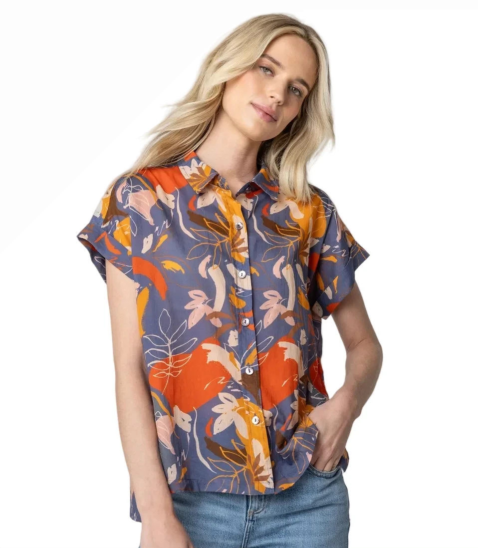 Komil P519-PEM Pemba 100% Cotton Voile Floral Print Camp Shirt