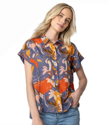 Komil P519-PEM Pemba 100% Cotton Voile Floral Print Camp Shirt
