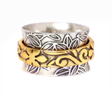 Zoey Simmons C JR1100S Floral Pattern 2-Tone Spinner Ring