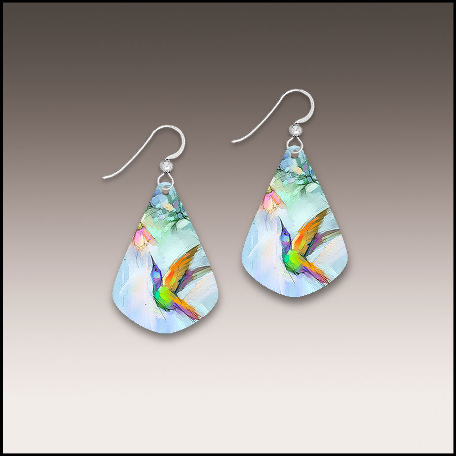 DC Designs FA18JE Green Bird UV Giclée Printed Earrings With Sterling Silver Ear Wires