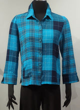 Habitat 40790CP Capri Blue Girl Gone Plaid Mixed Pocket Shirt