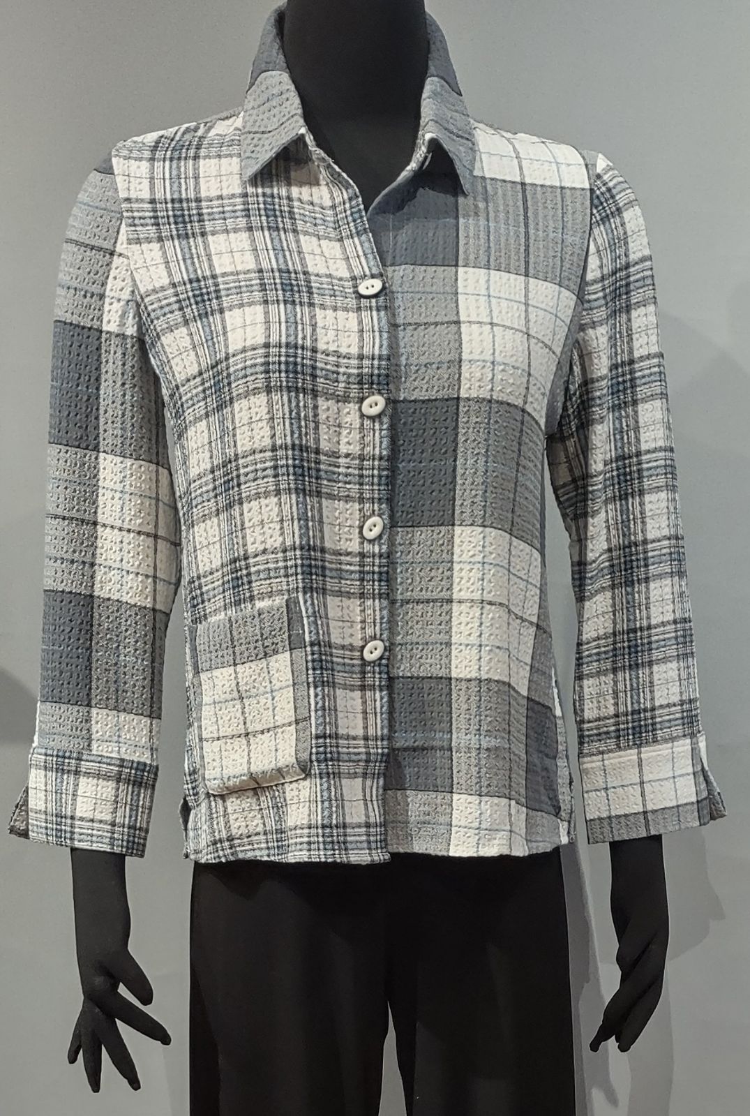 Habitat 40790WW Winter White Girl Gone Plaid Mixed Pocket Shirt