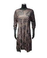 Moonlight MD6014BB BROWN BLACK Mix Pattern Dress With Removable Cowl